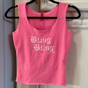 Joomi Joolz Pink “ Bling Bling “ Graphic Tank Top with Swarovski Crystals Small